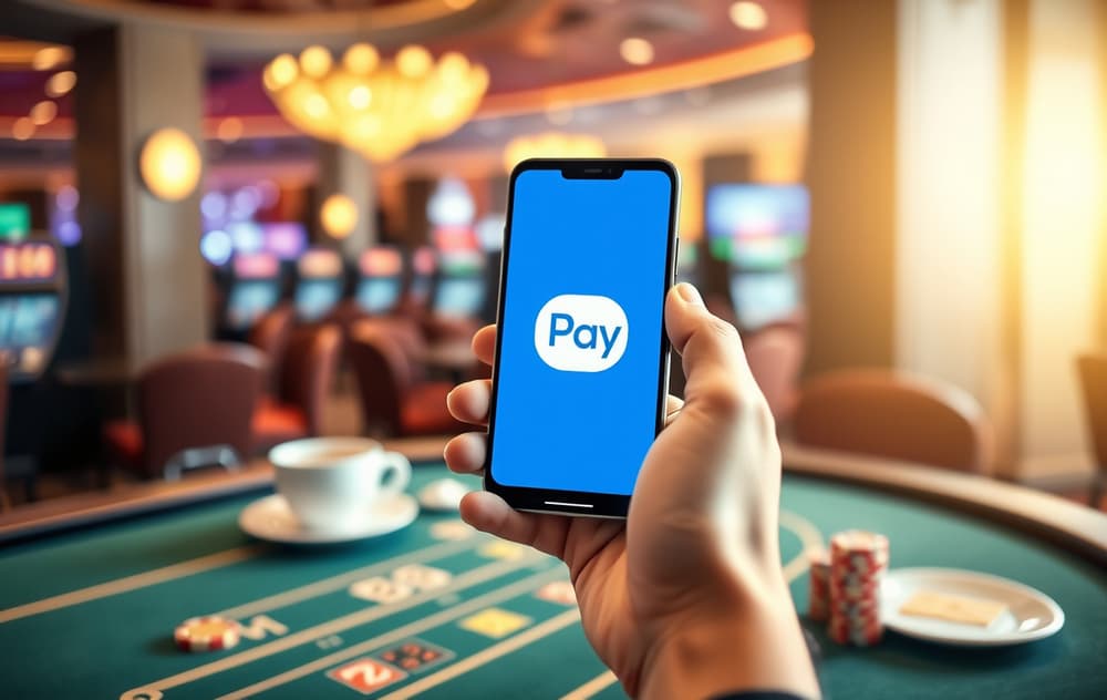 Android-telefon med Google Pay-bekreftelse på et casino-nettsted