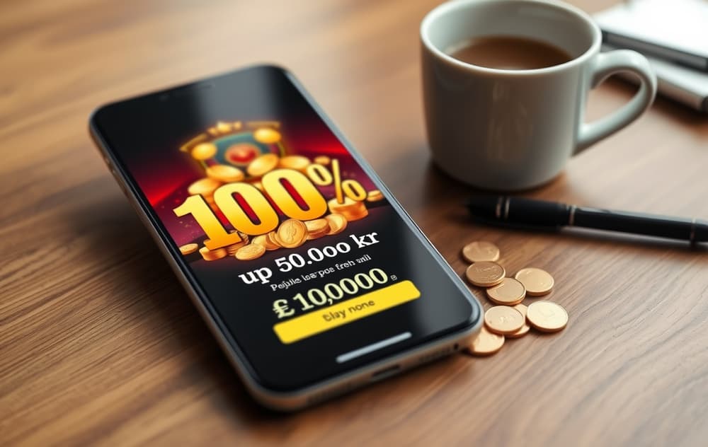 Person som ser på casino bonustilbud på mobil.