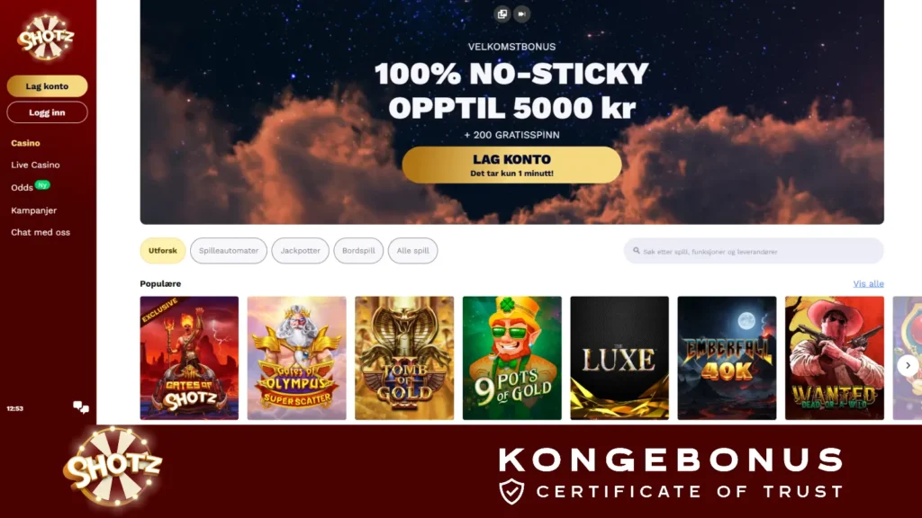 Shotz live casino med power blackjack